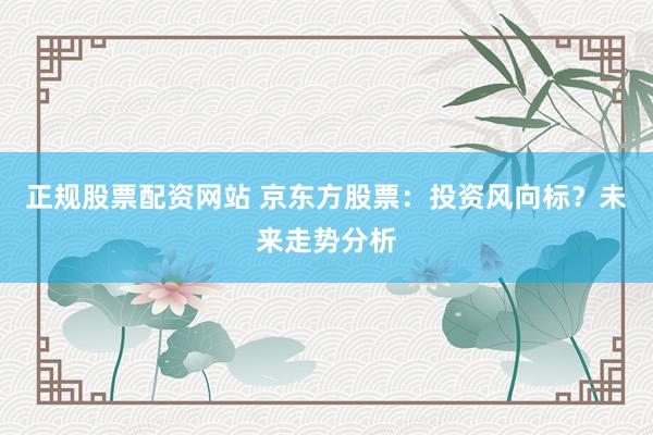 正规股票配资网站 京东方股票：投资风向标？未来走势分析