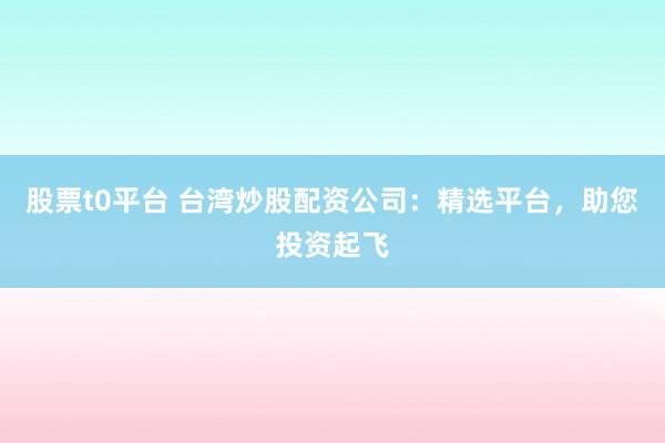 股票t0平台 台湾炒股配资公司：精选平台，助您投资起飞