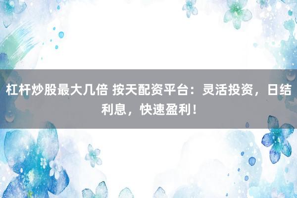 杠杆炒股最大几倍 按天配资平台：灵活投资，日结利息，快速盈利！