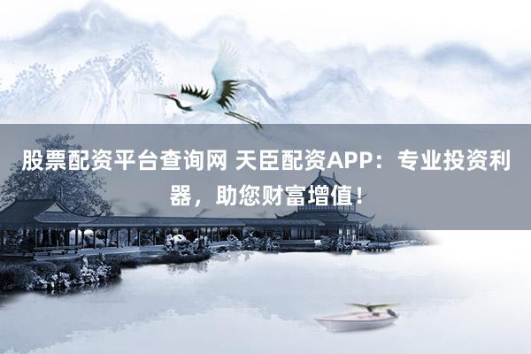股票配资平台查询网 天臣配资APP：专业投资利器，助您财富增值！
