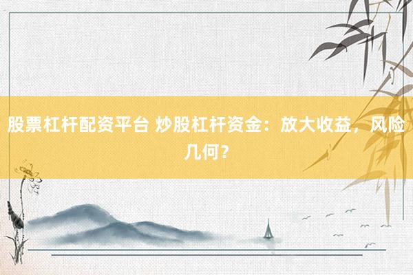 股票杠杆配资平台 炒股杠杆资金：放大收益，风险几何？