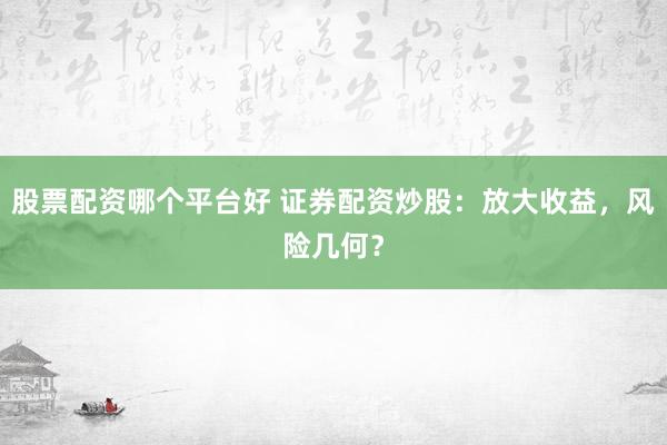股票配资哪个平台好 证券配资炒股：放大收益，风险几何？
