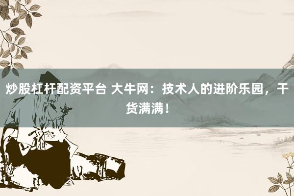 炒股杠杆配资平台 大牛网：技术人的进阶乐园，干货满满！