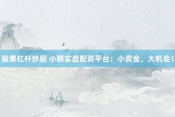 股票杠杆炒股 小额实盘配资平台：小资金，大机会！