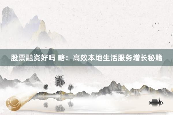 股票融资好吗 略：高效本地生活服务增长秘籍