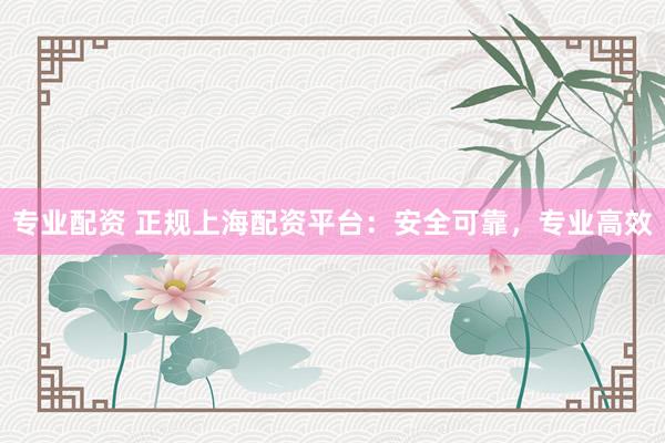 专业配资 正规上海配资平台：安全可靠，专业高效