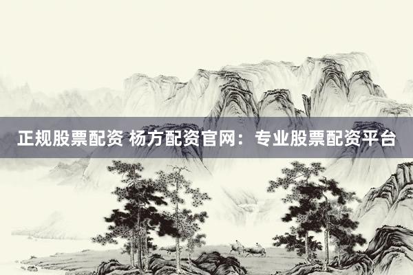 正规股票配资 杨方配资官网:专业股票配资平台