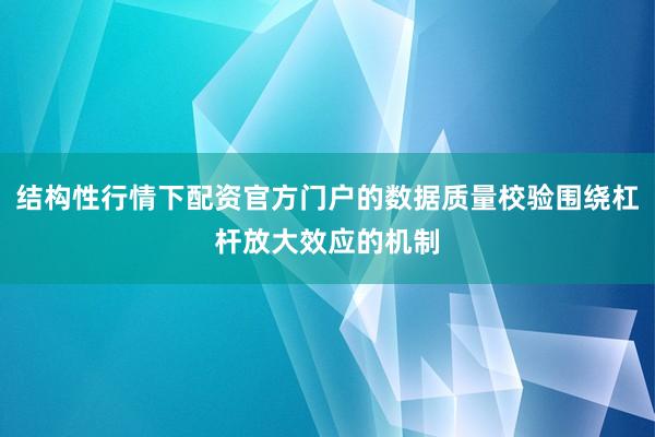 结构性行情下配资官方门户的数据质量校验围绕杠杆放大效应的机制