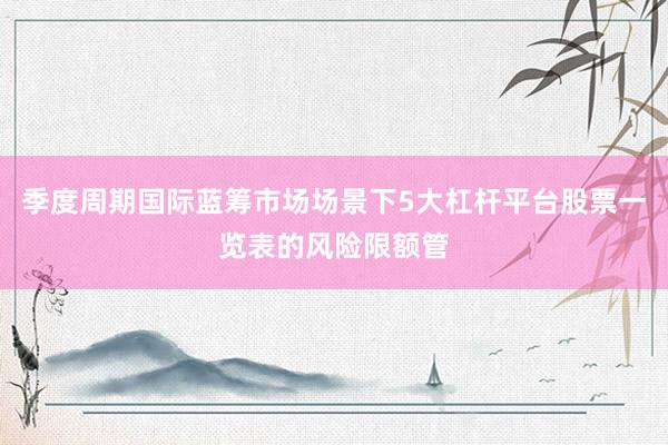 季度周期国际蓝筹市场场景下5大杠杆平台股票一览表的风险限额管